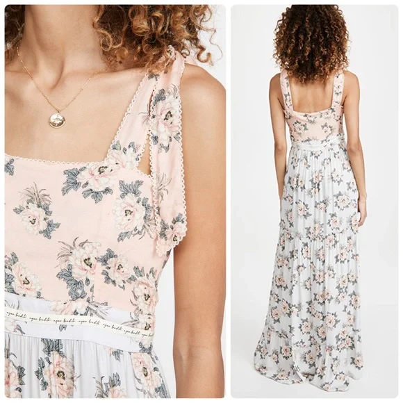 Agua Bendita Helina Zola Floral Maxi Sleeveless Tiered Empire Waist Floral Dress
